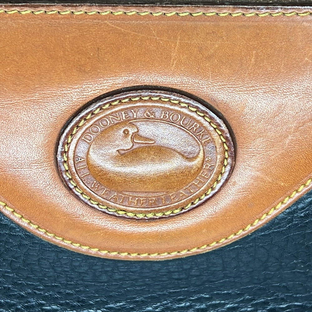 Vintage Dooney & Bourke Leather Satchel Handbag.Brown/ Blue Pebble Leather - Picture 7 of 16